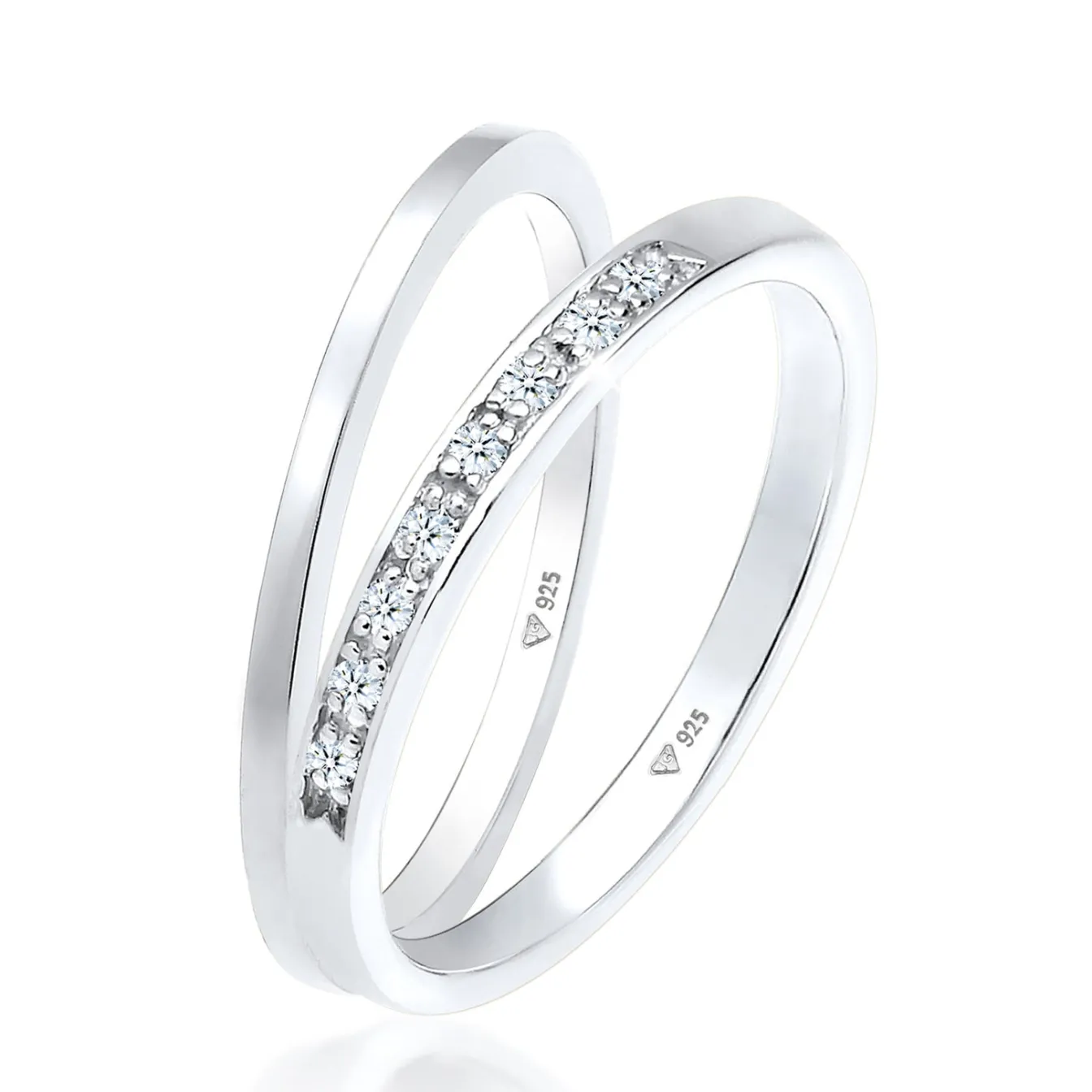 Elli "Bandring | Diamant ( Weiß, 0,04 ct )< Ringe|Silber