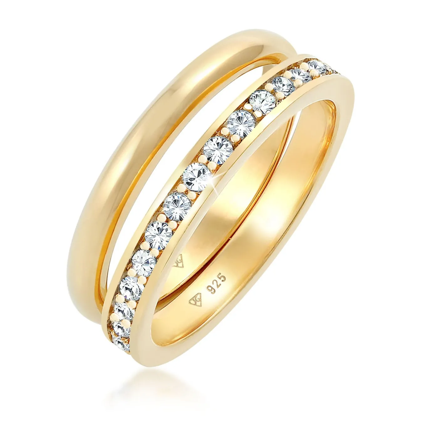 Elli "Bandring | Kristall (Weiß)< Ringe|Vergoldet