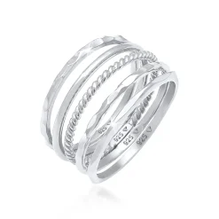 Elli "Bandring 5er Set< Silber|Roségold