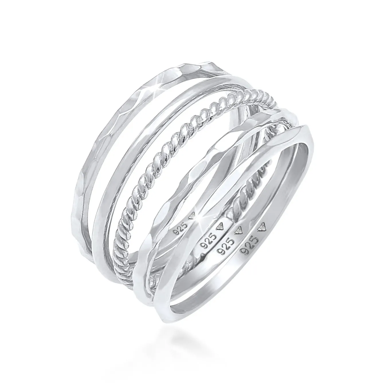 Elli "Bandring 5er Set< Silber|Roségold