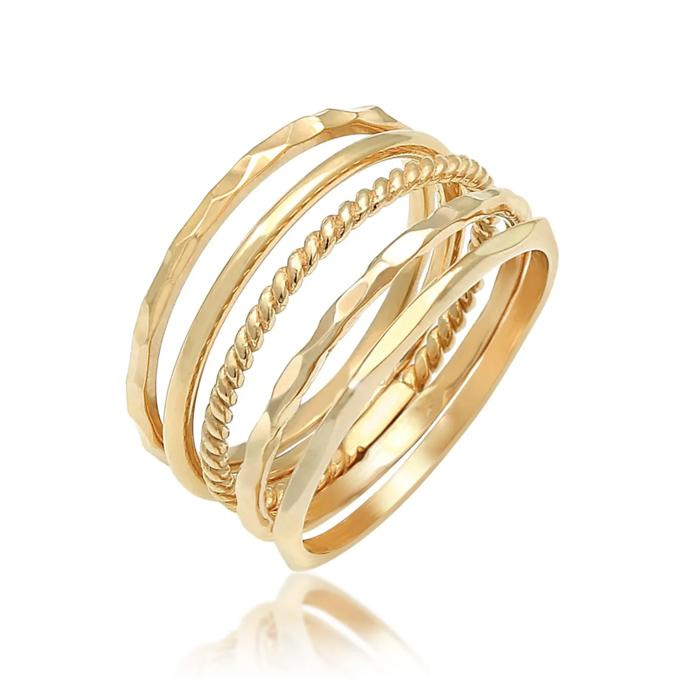 Elli "Bandring 5er Set< Silber|Roségold
