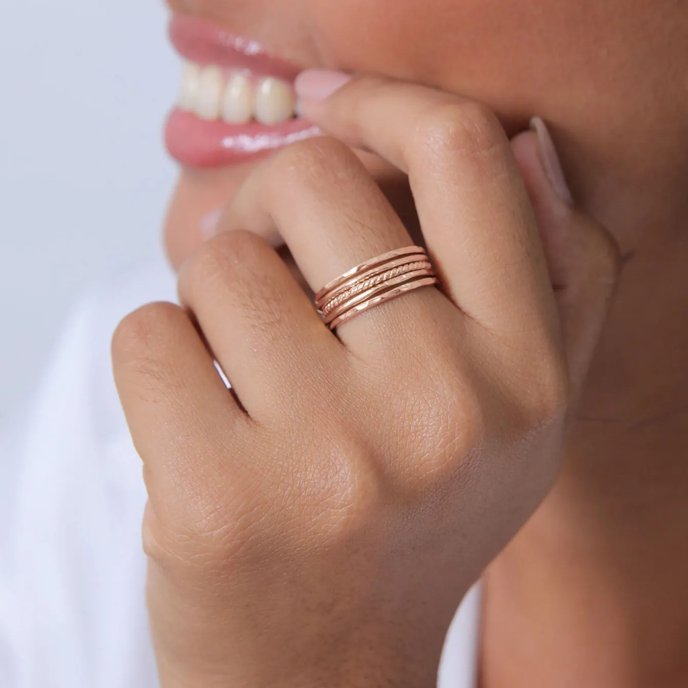 Elli "Bandring 5er Set< Silber|Roségold