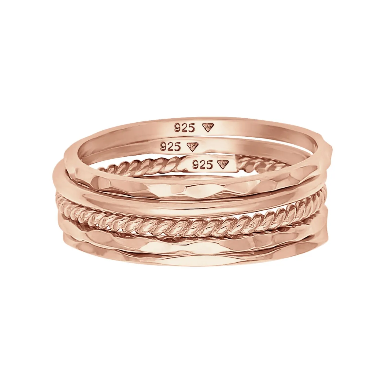Elli "Bandring 5er Set< Silber|Roségold