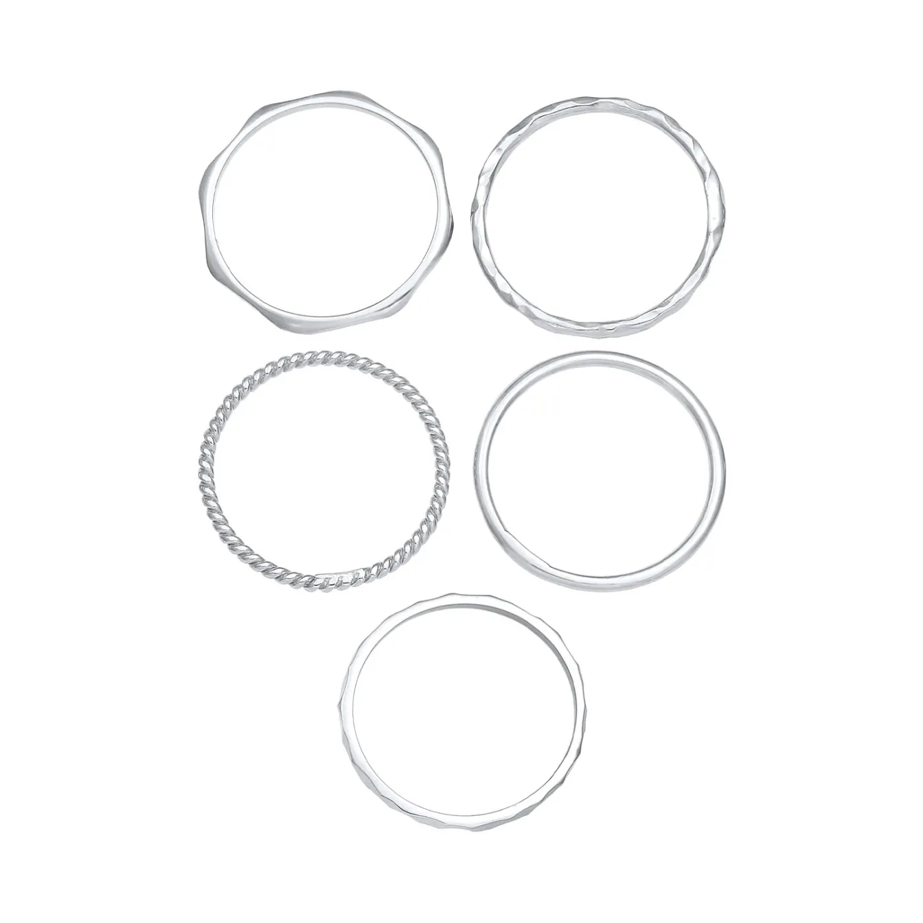 Elli "Bandring 5er Set< Silber|Roségold