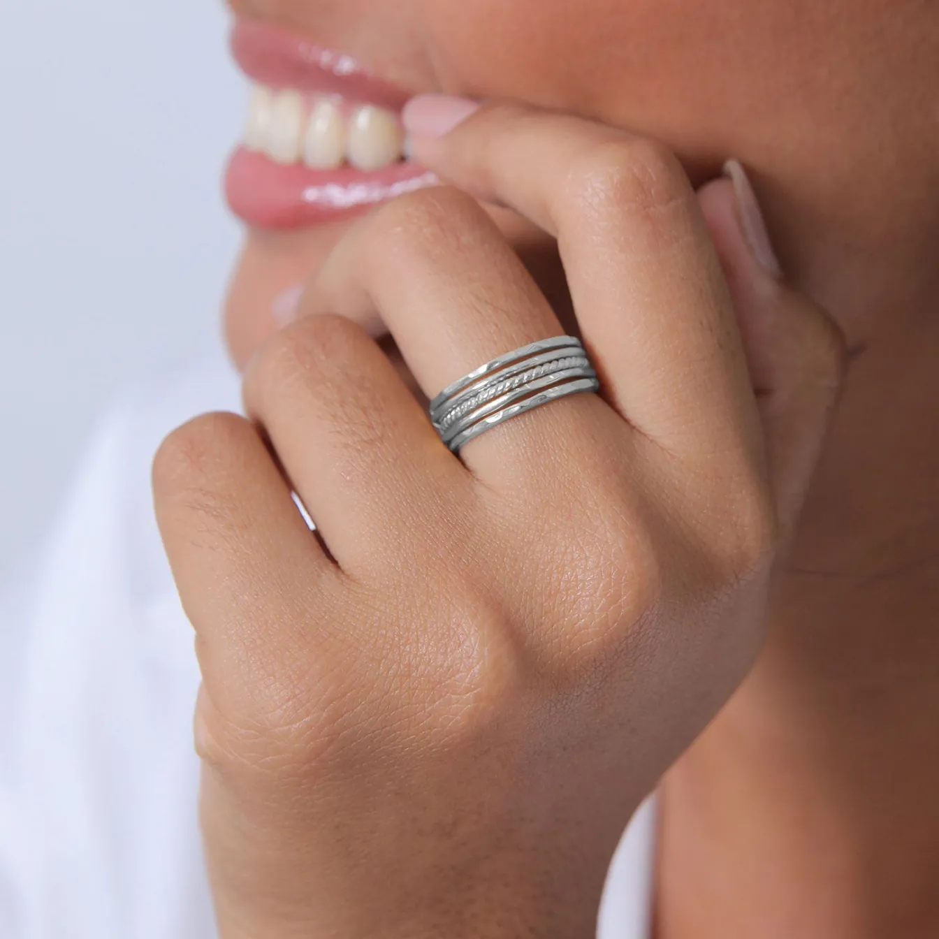Elli "Bandring 5er Set< Silber|Roségold