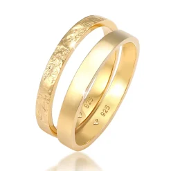 Elli "Bandring 2er Set | Gehämmert & Glänzend< Roségold|Ringe