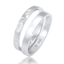 Elli "Bandring 2er Set | Gehämmert & Glänzend< Roségold|Ringe