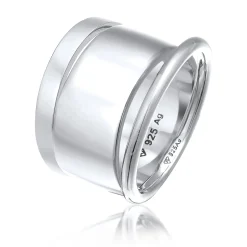 Elli "Bandring 3er Set Breit & Schmal< Ringe|Silber