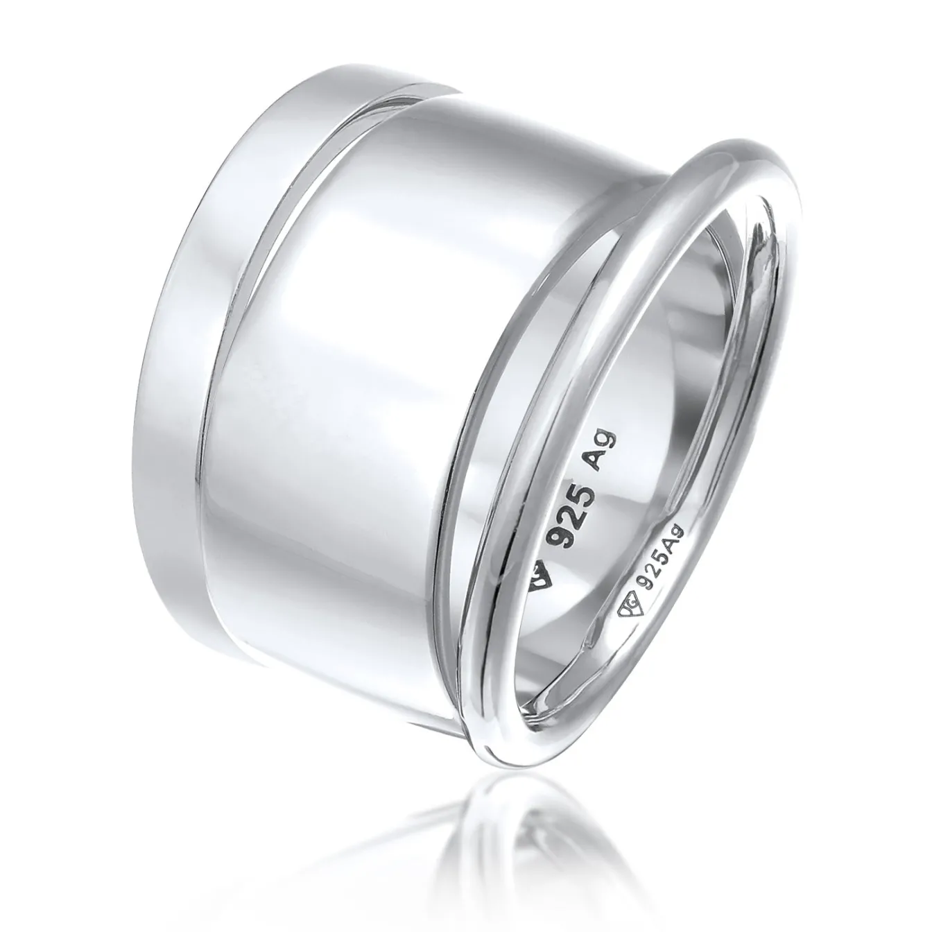 Elli "Bandring 3er Set Breit & Schmal< Ringe|Silber