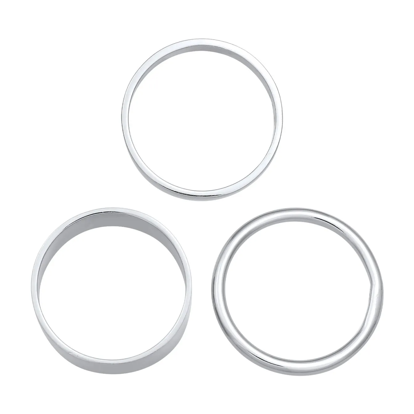 Elli "Bandring 3er Set Breit & Schmal< Ringe|Silber