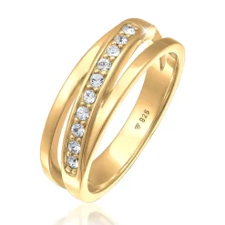 Elli "Bandring gedreht | Kristalle (Weiß)< Roségold|Ringe