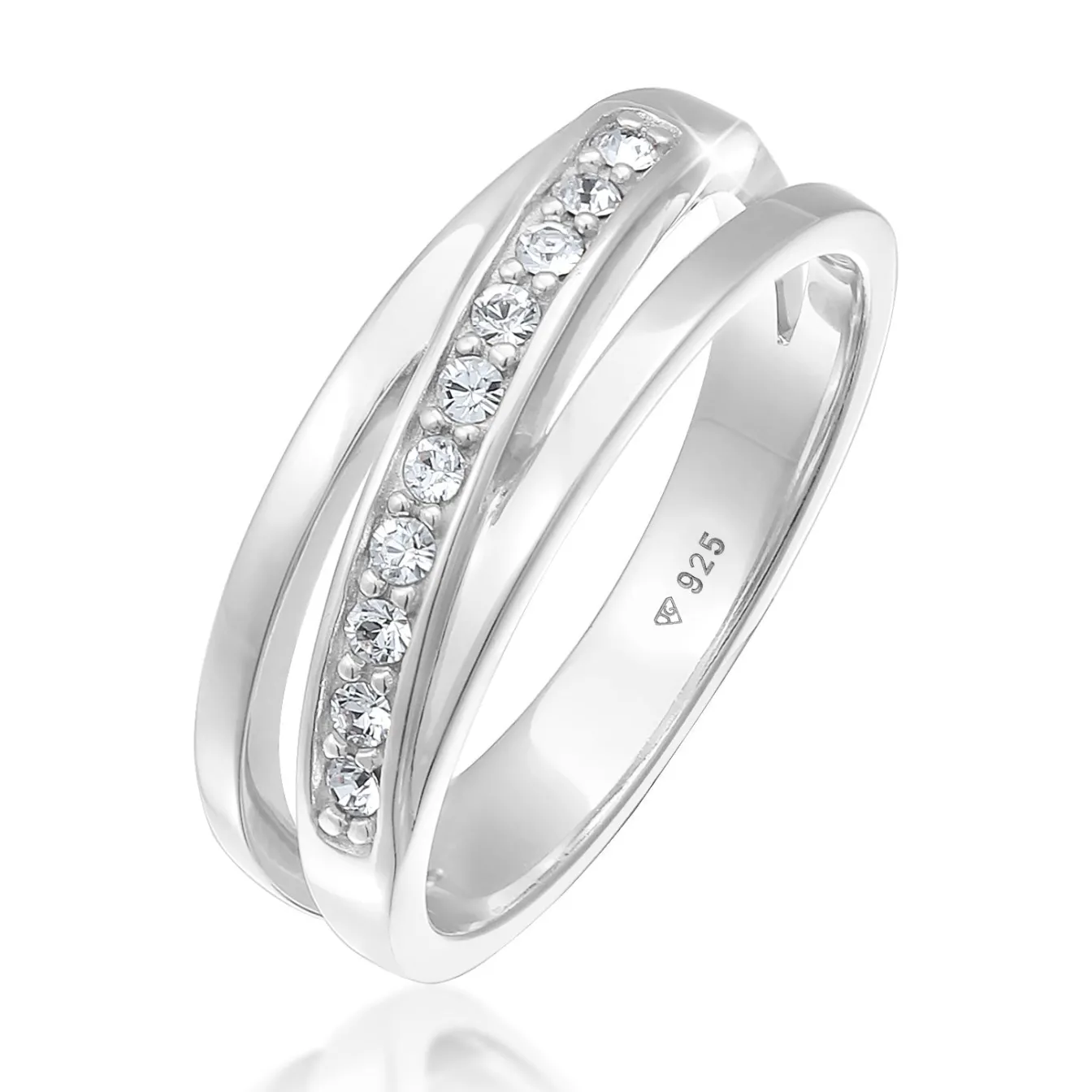 Elli "Bandring gedreht | Kristalle (Weiß)< Roségold|Ringe