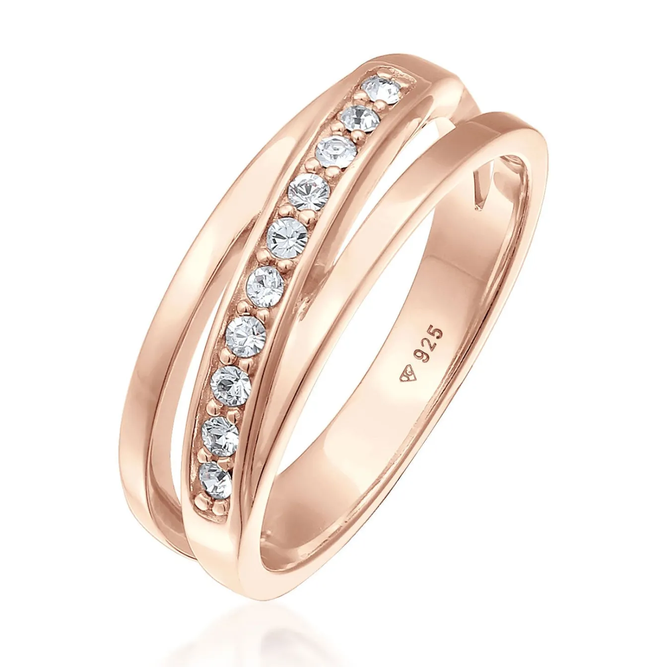 Elli "Bandring gedreht | Kristalle (Weiß)< Roségold|Ringe