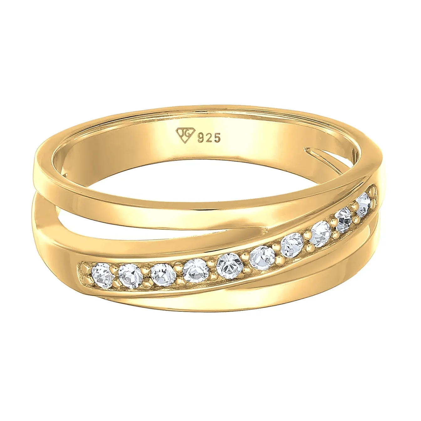 Elli "Bandring gedreht | Kristalle (Weiß)< Roségold|Ringe