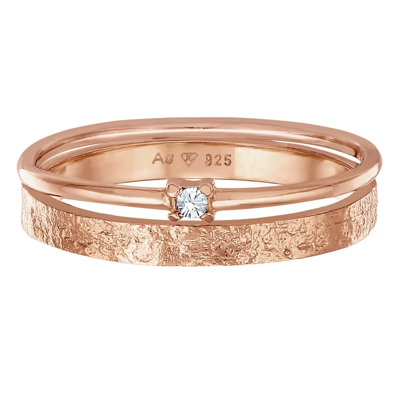 Elli "Bandring Set Solitär | Kristall (Weiß)< Roségold|Schmucksets