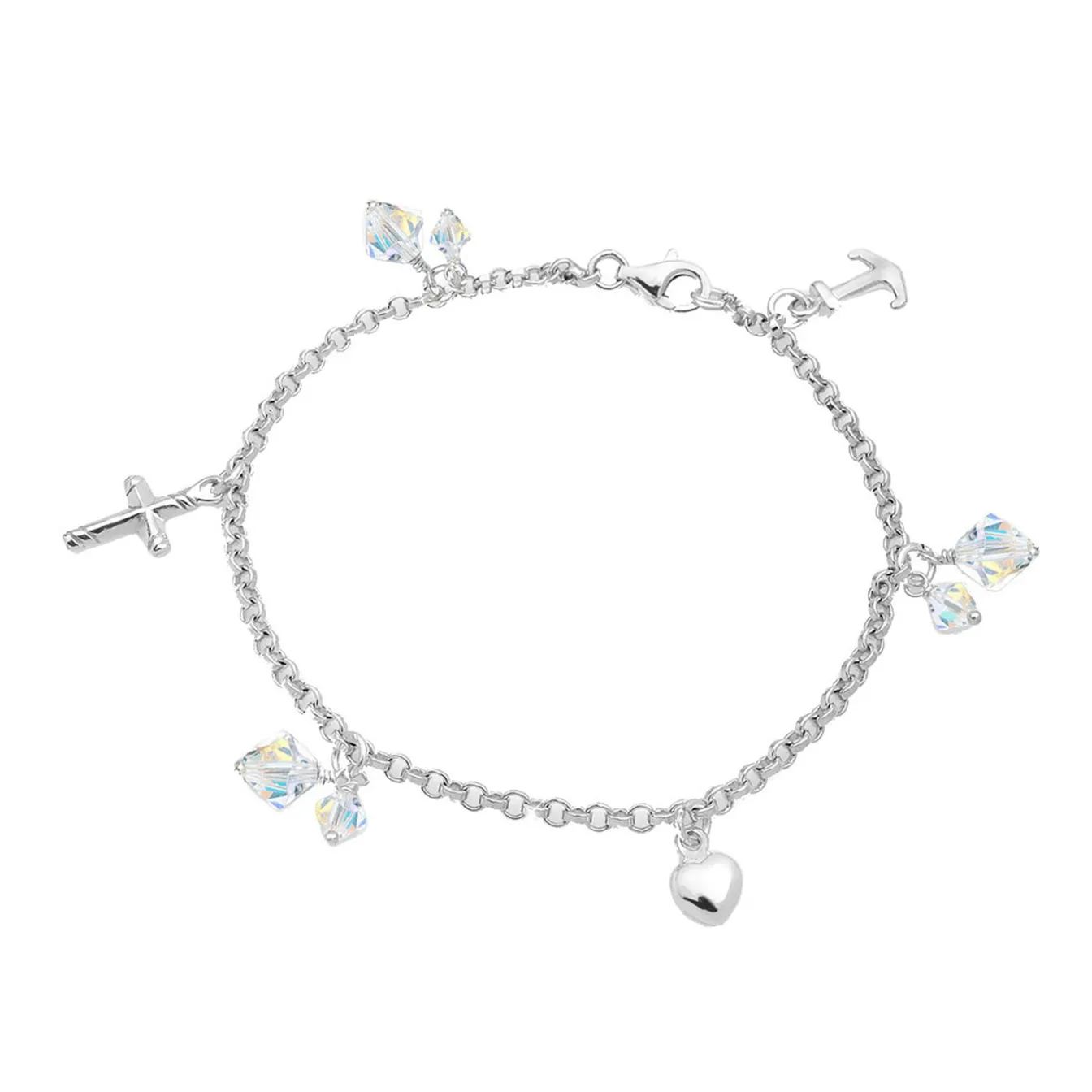 Elli "Bettelarmband Anker | Kristall ( Weiß )< Symbol-schmuck|Herz-schmuck