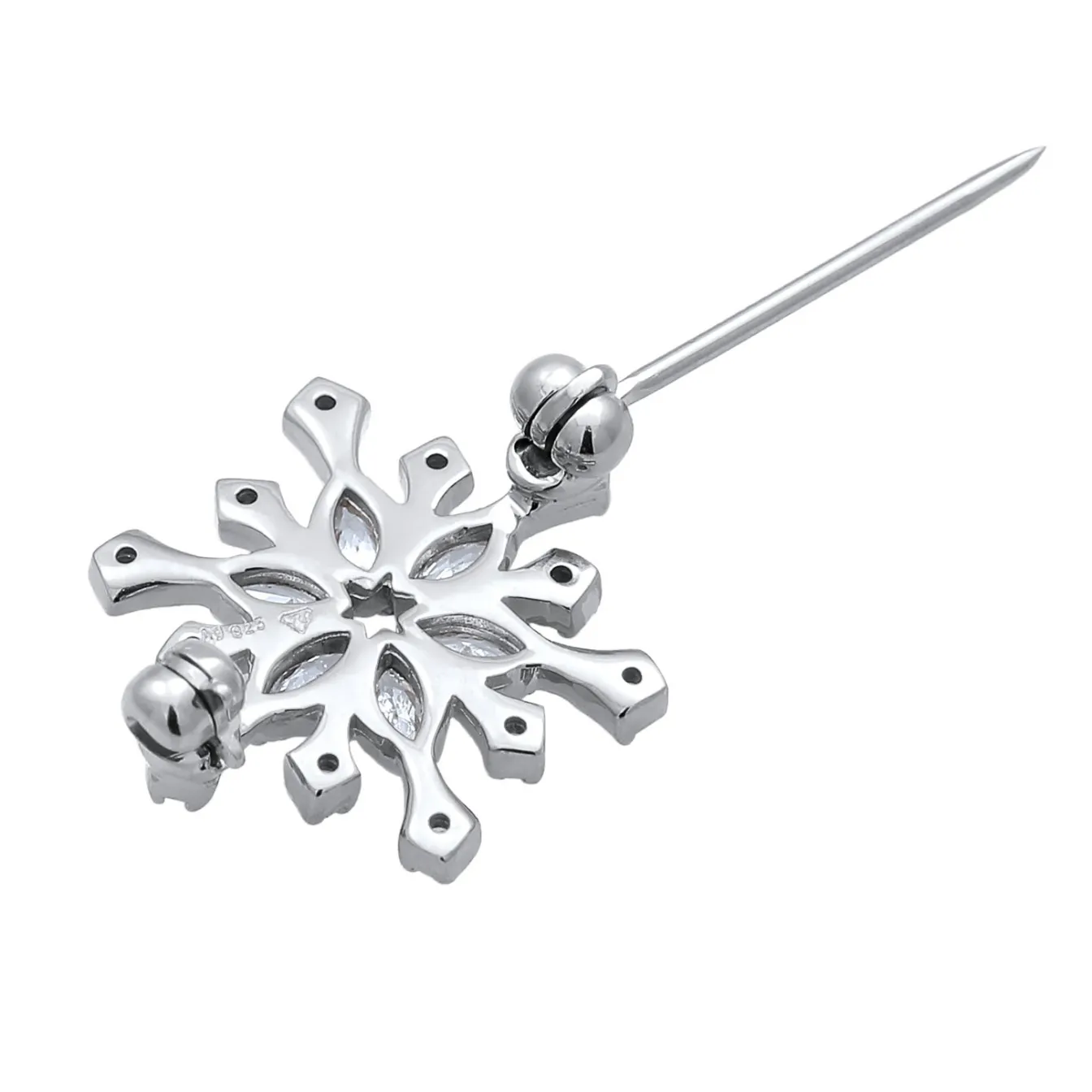 Elli "Brosche Schneeflocke | Zirkonia (Weiß)< Vergoldet|Silber