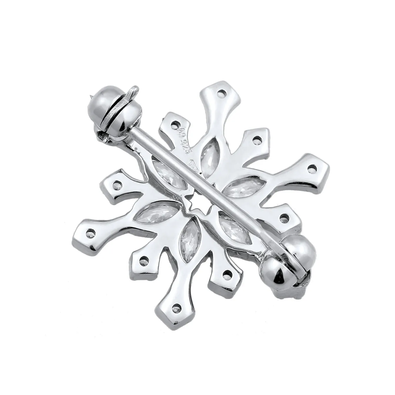 Elli "Brosche Schneeflocke | Zirkonia (Weiß)< Vergoldet|Silber