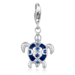 Elli "Charm Anhänger Schildkröte | Emaille, Kristalle (Blau)< Anhänger & Charms|Silber