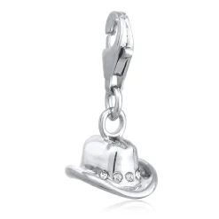 Elli "Charm Cowboy Hut | Glas Kristalle (Weiß)< Vergoldet|Anhänger & Charms