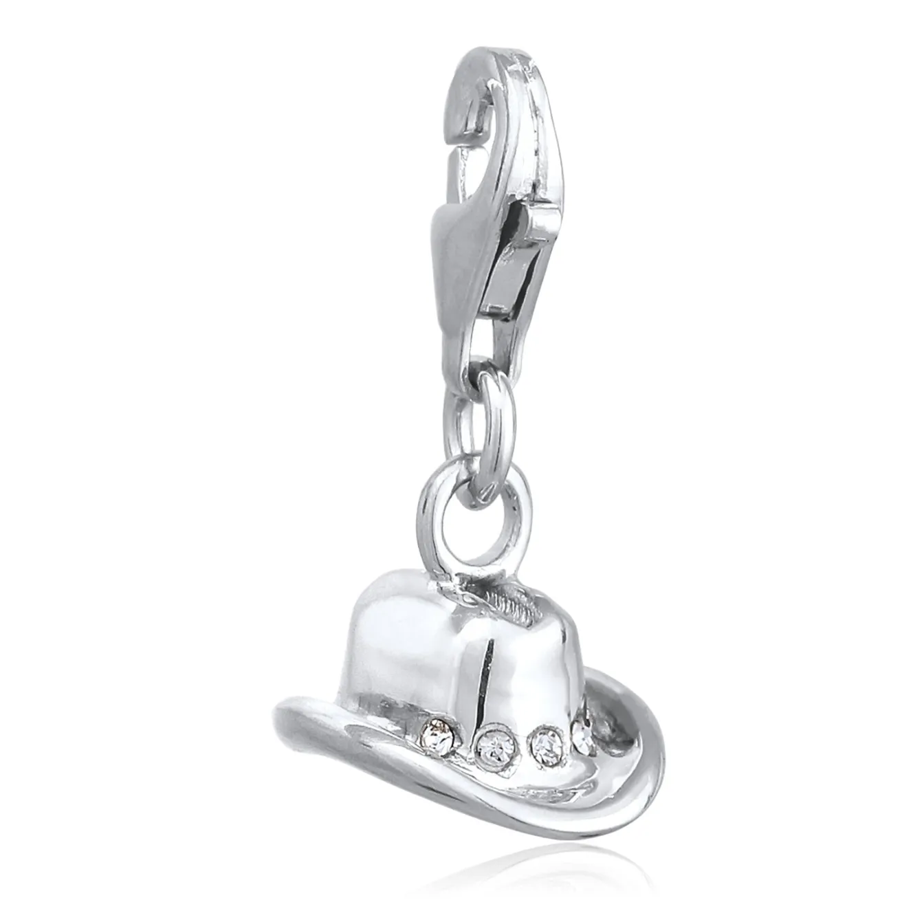 Elli "Charm Cowboy Hut | Glas Kristalle (Weiß)< Vergoldet|Anhänger & Charms