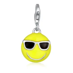 Elli "Charm Emoji Smiling Face Cool | Emaille (Gelb)< Vergoldet|Anhänger & Charms
