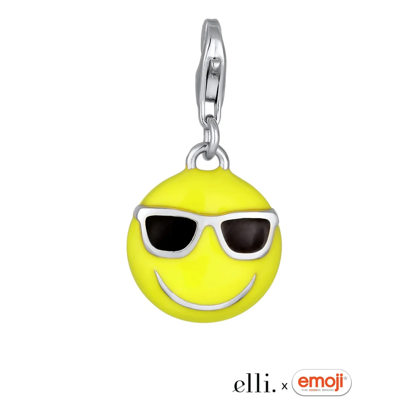 Elli "Charm Emoji Smiling Face Cool | Emaille (Gelb)< Vergoldet|Anhänger & Charms