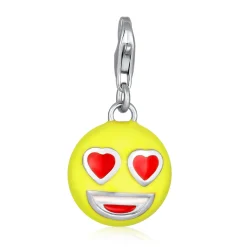 Elli "Charm Emoji Smiling Face Herzen | Emaille (Gelb)< Vergoldet|Anhänger & Charms
