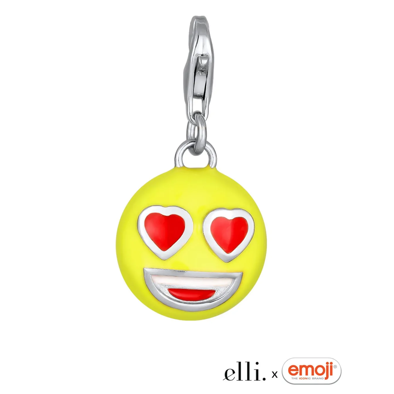 Elli "Charm Emoji Smiling Face Herzen | Emaille (Gelb)< Vergoldet|Anhänger & Charms