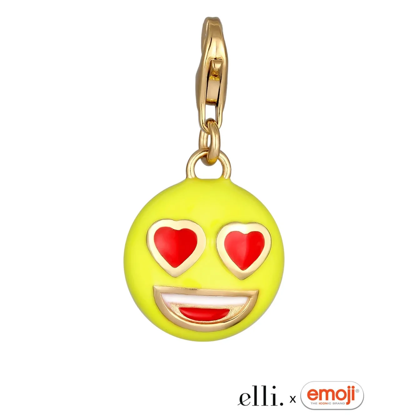 Elli "Charm Emoji Smiling Face Herzen | Emaille (Gelb)< Vergoldet|Anhänger & Charms