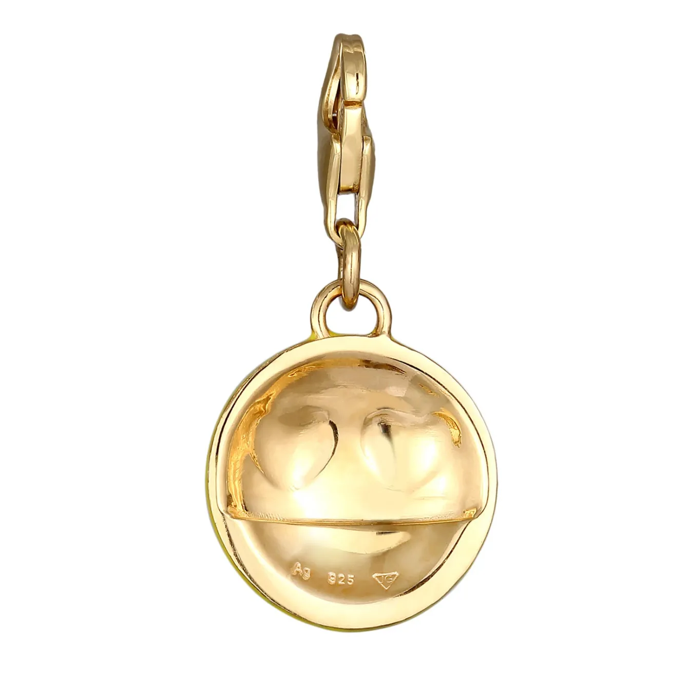 Elli "Charm Emoji Smiling Face Herzen | Emaille (Gelb)< Vergoldet|Anhänger & Charms