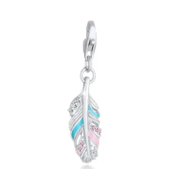 Elli "Charm Feder | Kristall ( Rosa )< Anhänger & Charms|Vergoldet
