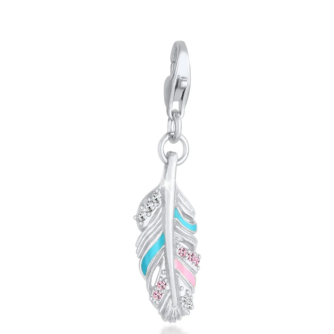 Elli "Charm Feder | Kristall ( Rosa )< Anhänger & Charms|Vergoldet