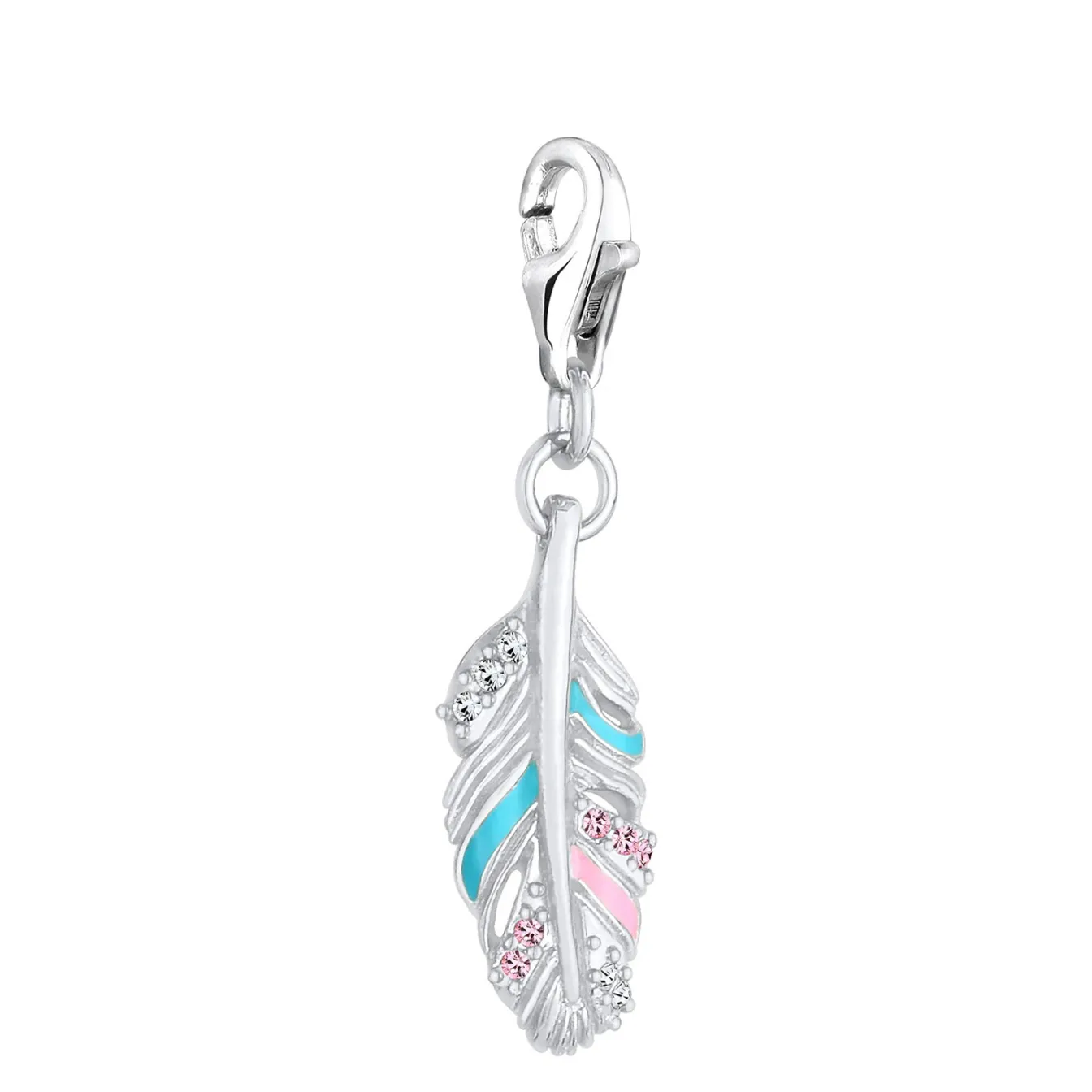 Elli "Charm Feder | Kristall ( Rosa )< Anhänger & Charms|Vergoldet