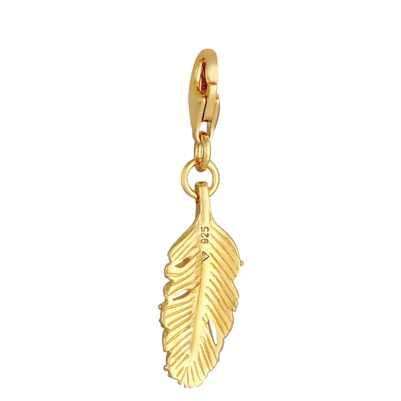 Elli "Charm Feder | Kristall ( Rosa )< Anhänger & Charms|Vergoldet