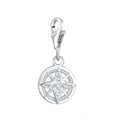 Elli "Charm Kompass | Kristall (Weiß)< Symbol-schmuck|Anhänger & Charms