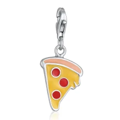 Elli "Charm Pizza Emoji | Emaille< Anhänger & Charms|Silber