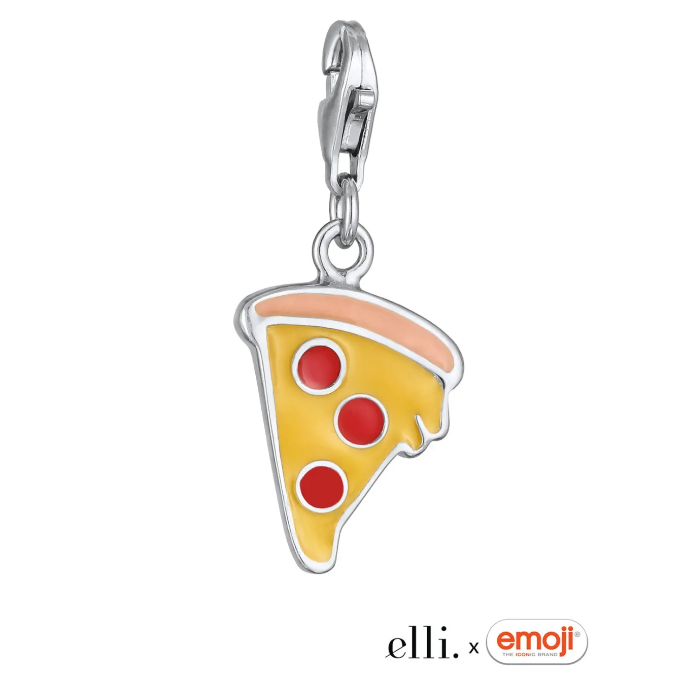 Elli "Charm Pizza Emoji | Emaille< Anhänger & Charms|Silber