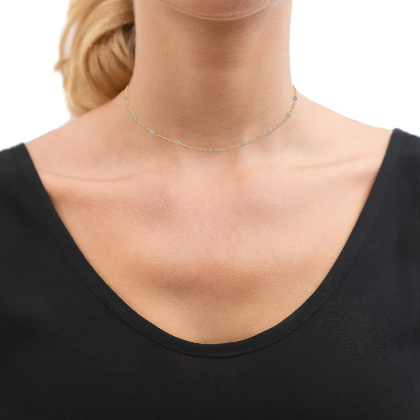 Elli "Choker | Labradorit (Grau)< Halsketten|Vergoldet