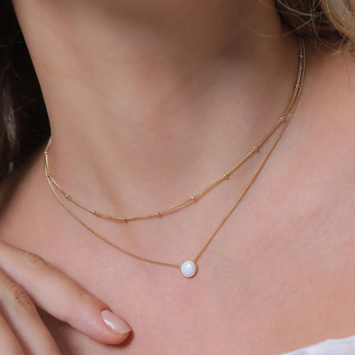 Elli "Choker | Opal (Weiß)< Roségold|Halsketten
