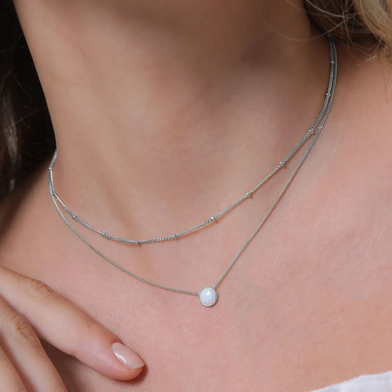 Elli "Choker | Opal (Weiß)< Roségold|Halsketten