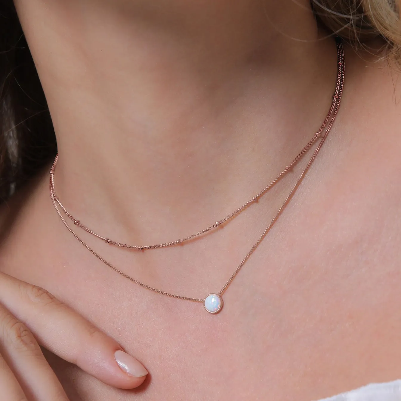 Elli "Choker | Opal (Weiß)< Roségold|Halsketten