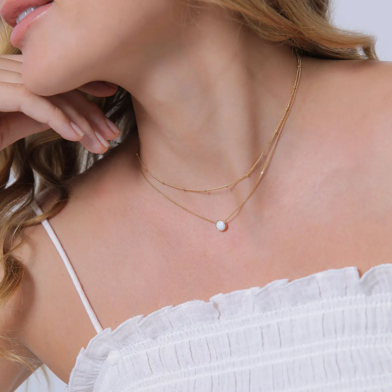 Elli "Choker | Opal (Weiß)< Roségold|Halsketten