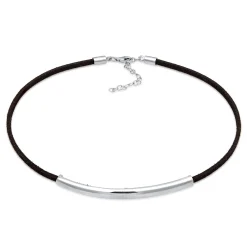 Elli "Choker | Synthetisches Leder (Schwarz)< Vergoldet|Halsketten