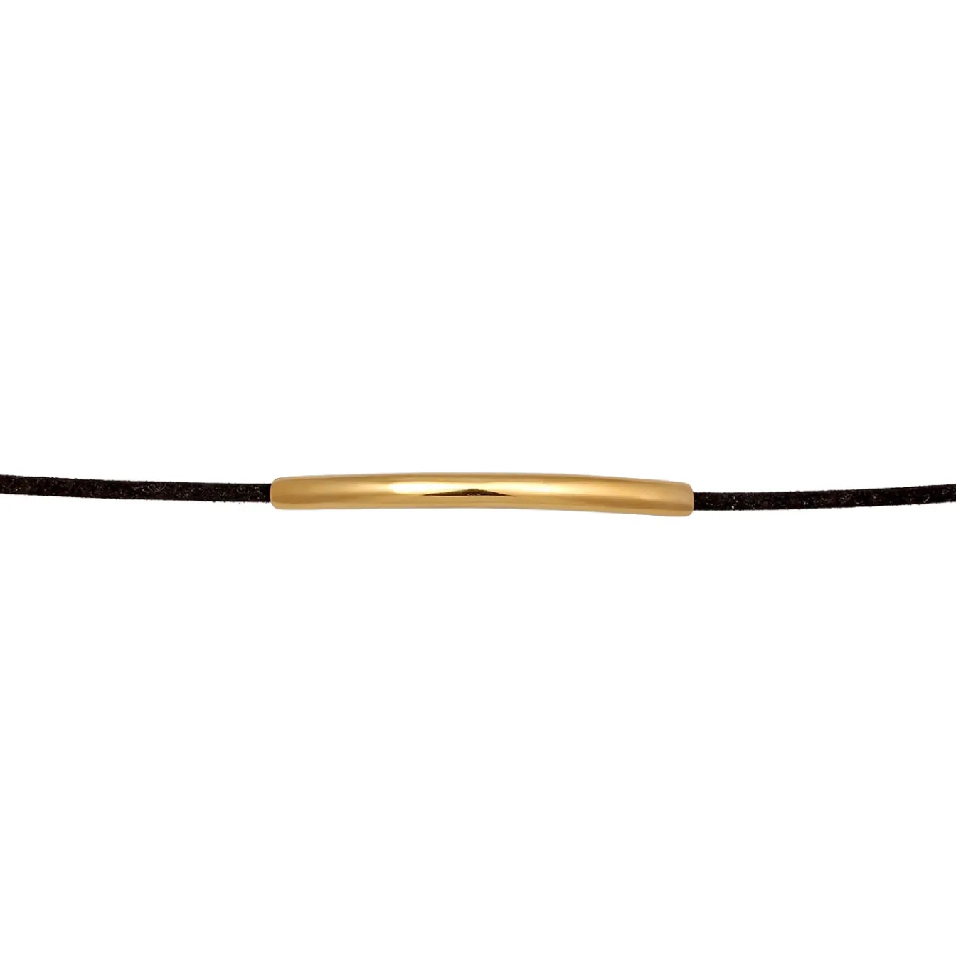 Elli "Choker | Synthetisches Leder (Schwarz)< Vergoldet|Halsketten
