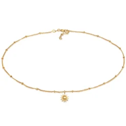 Elli "Choker Anhänger Sonne< Vergoldet|Symbol-schmuck