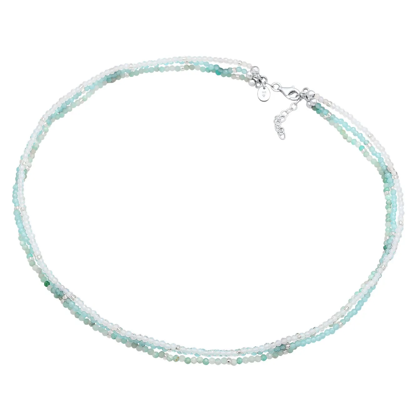 Elli "Choker Beads | Amazonit (Hellblau), Mondstein (Weiß)< Edelsteine|Halsketten
