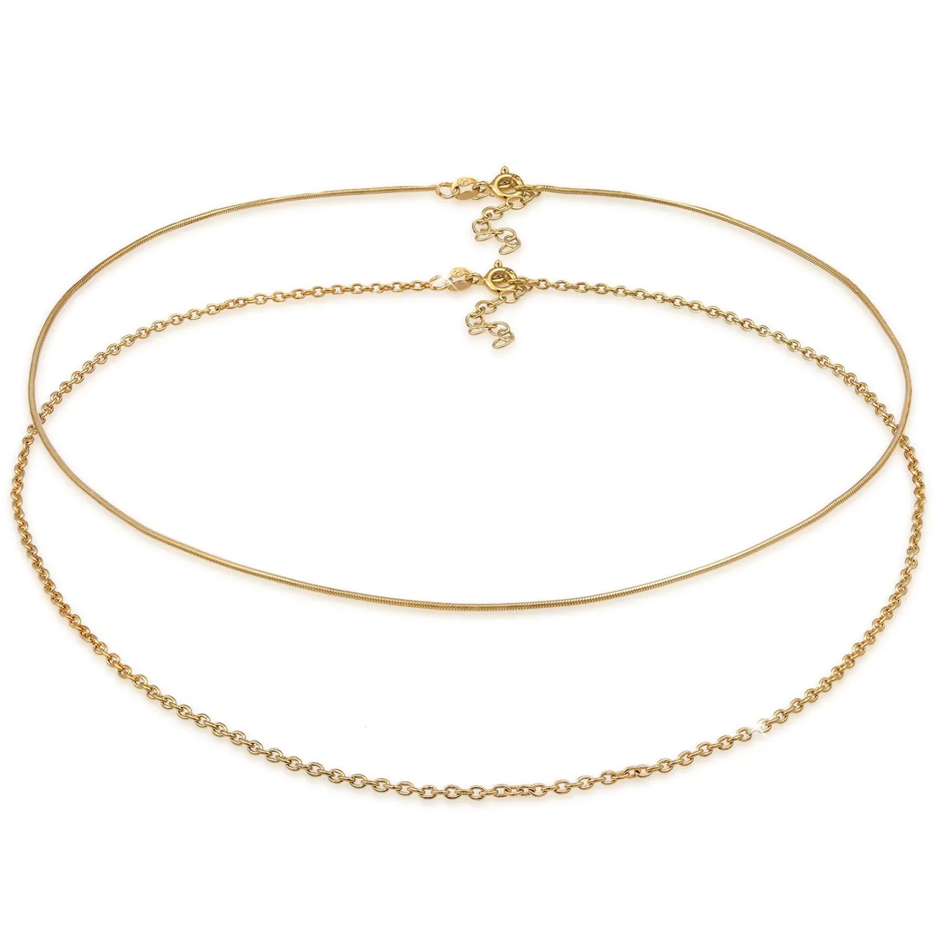 Elli "Choker 2er Set Schlangen- & Ankerkette< Roségold|Halsketten