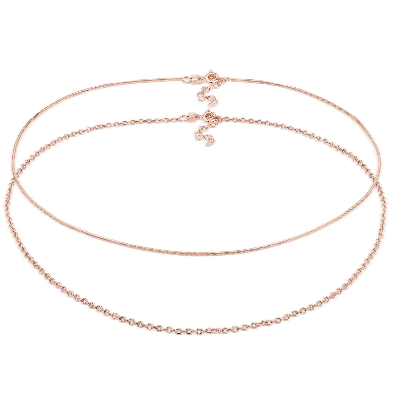 Elli "Choker 2er Set Schlangen- & Ankerkette< Roségold|Halsketten