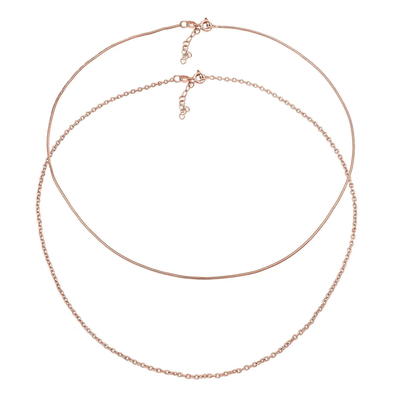 Elli "Choker 2er Set Schlangen- & Ankerkette< Roségold|Halsketten